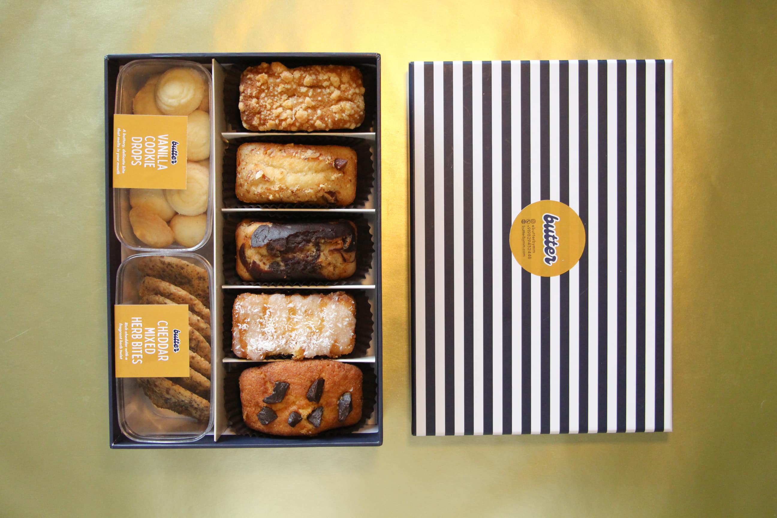 The Festive Spread Diwali gift box from Butter Bakery Jaipur — open landscape view